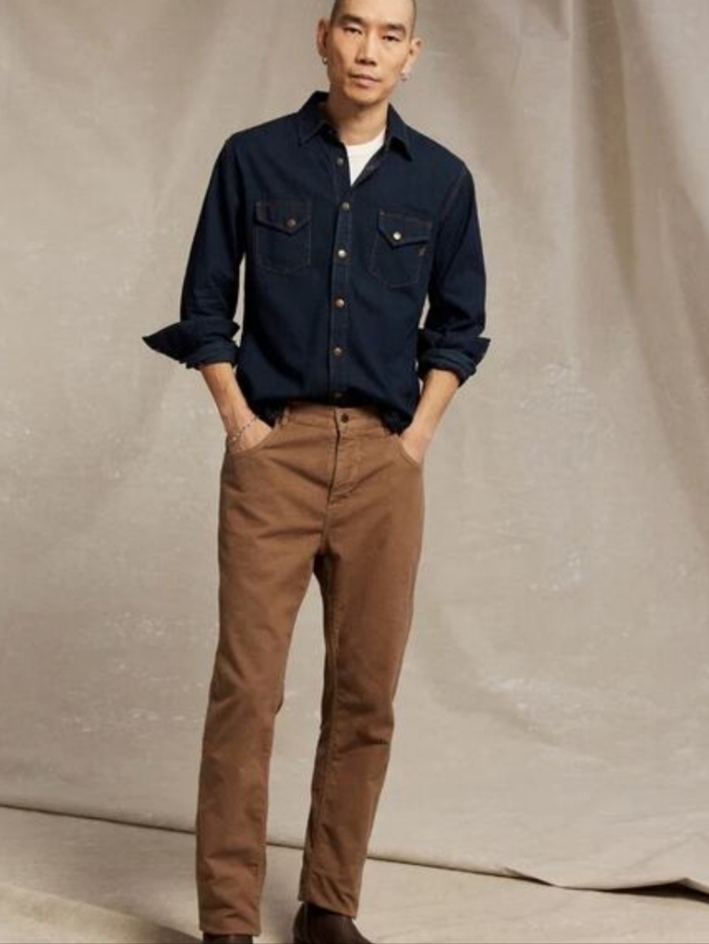 Billy Reid Moleskin Tan Jean Tapered Straight Leg